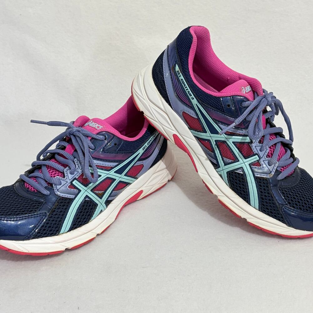 Asics Sneakers Womens 8 GEL-CONTEND 3 Blue Pink Purple Trainers Running Shoes
